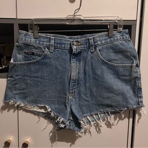 Lee Women's Frayed Hem Blue Jean Shorts